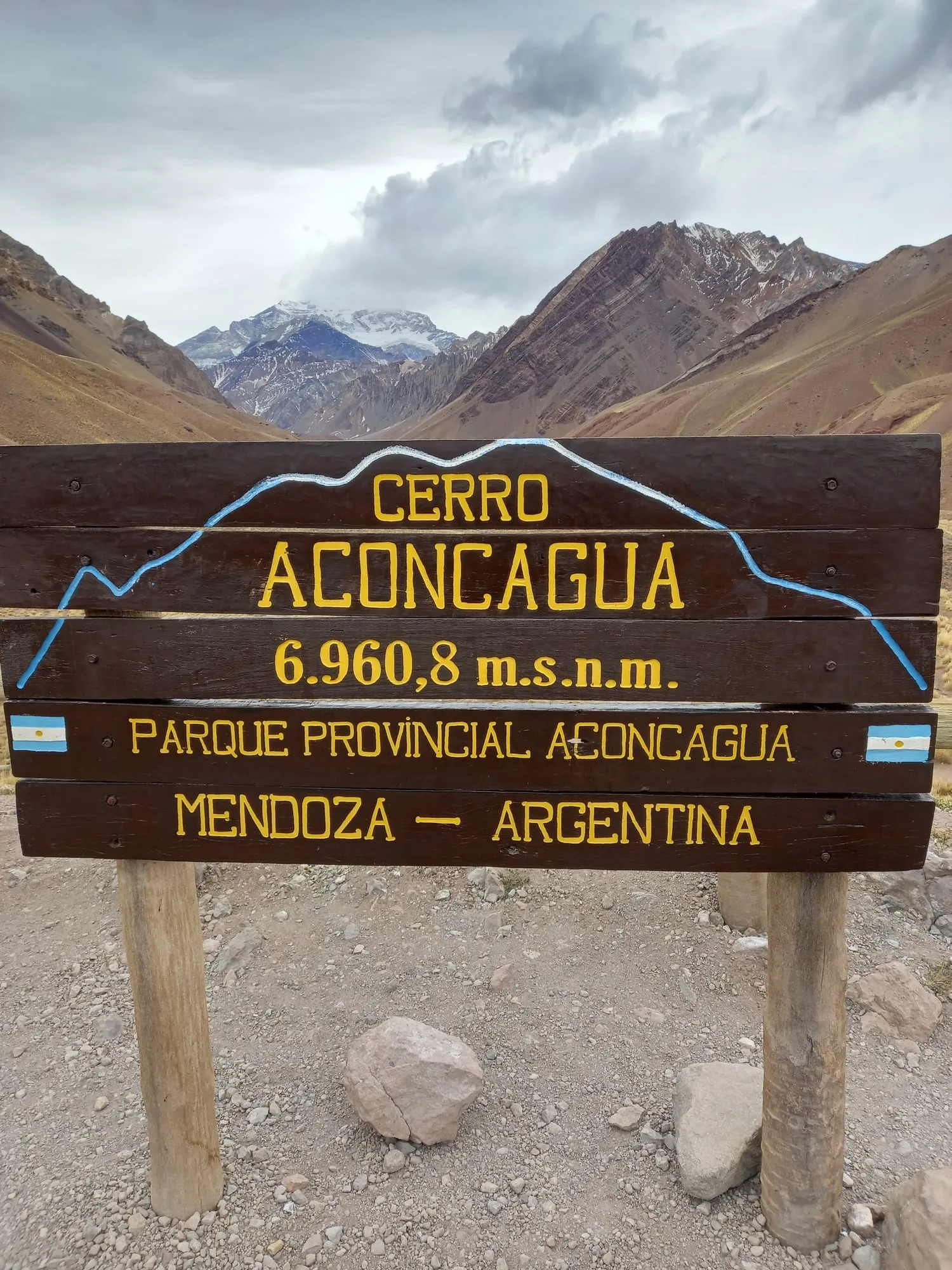 Cartel del Cerro Aconcagua, 6.960,8 m s. n. m.